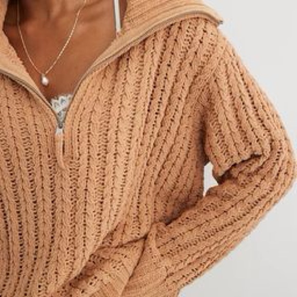 Aerie Cable Car Quarter Zip Sweater - Picture 5 of 16